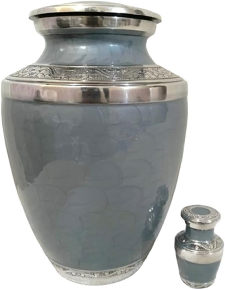 At Peace Memorials Cordoba Soft Grey Urn for Ashes SET