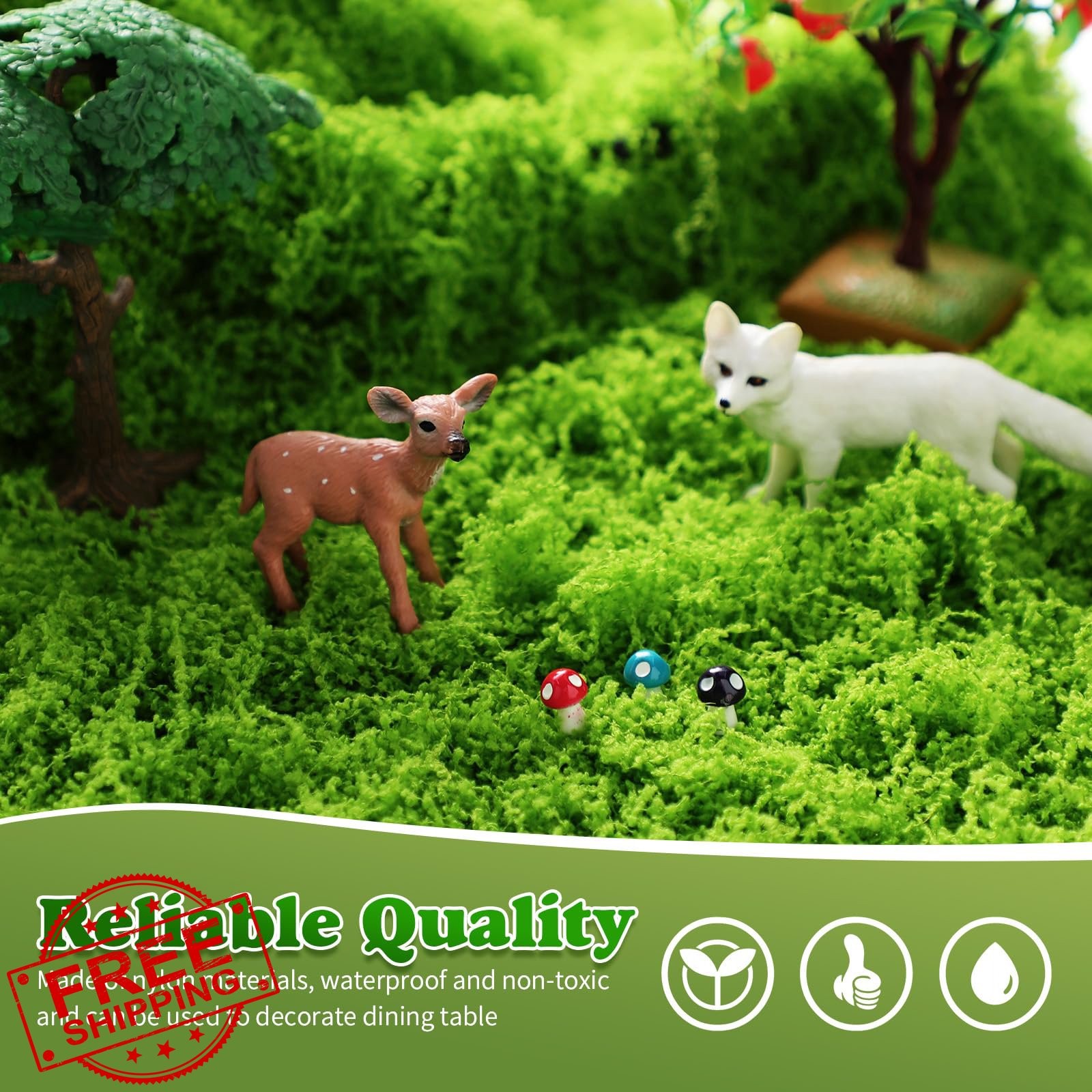 Zeyune Moss Table Runner 12''x71'' Artificial Moss Sheet Roll Light Green