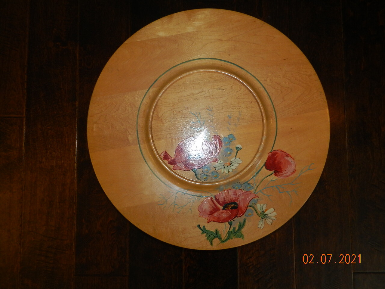Vintage Kitchen Tray, Wood Lazy Susan Hand Painted, G. H. Specialty, Farmhouse