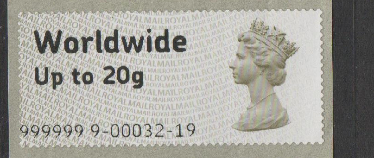 RARE ENGINEER TEST 999999 ERROR MACHIN NDC WORLDWIDE 20g SINGLE POST GO - RARE