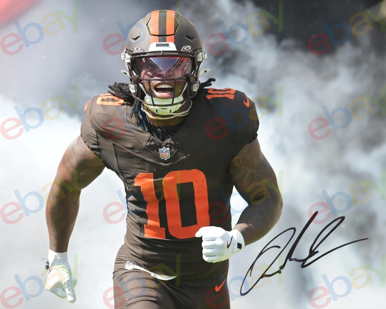 Quinshon Judkins - REPRINT auto signed 8x10 Photo on the CLEVELAND BROWNS