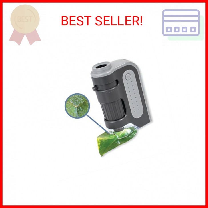 Carson MicroBrite Plus 60x-120x Accurate LED Lighted Pocket Microscope, Portable