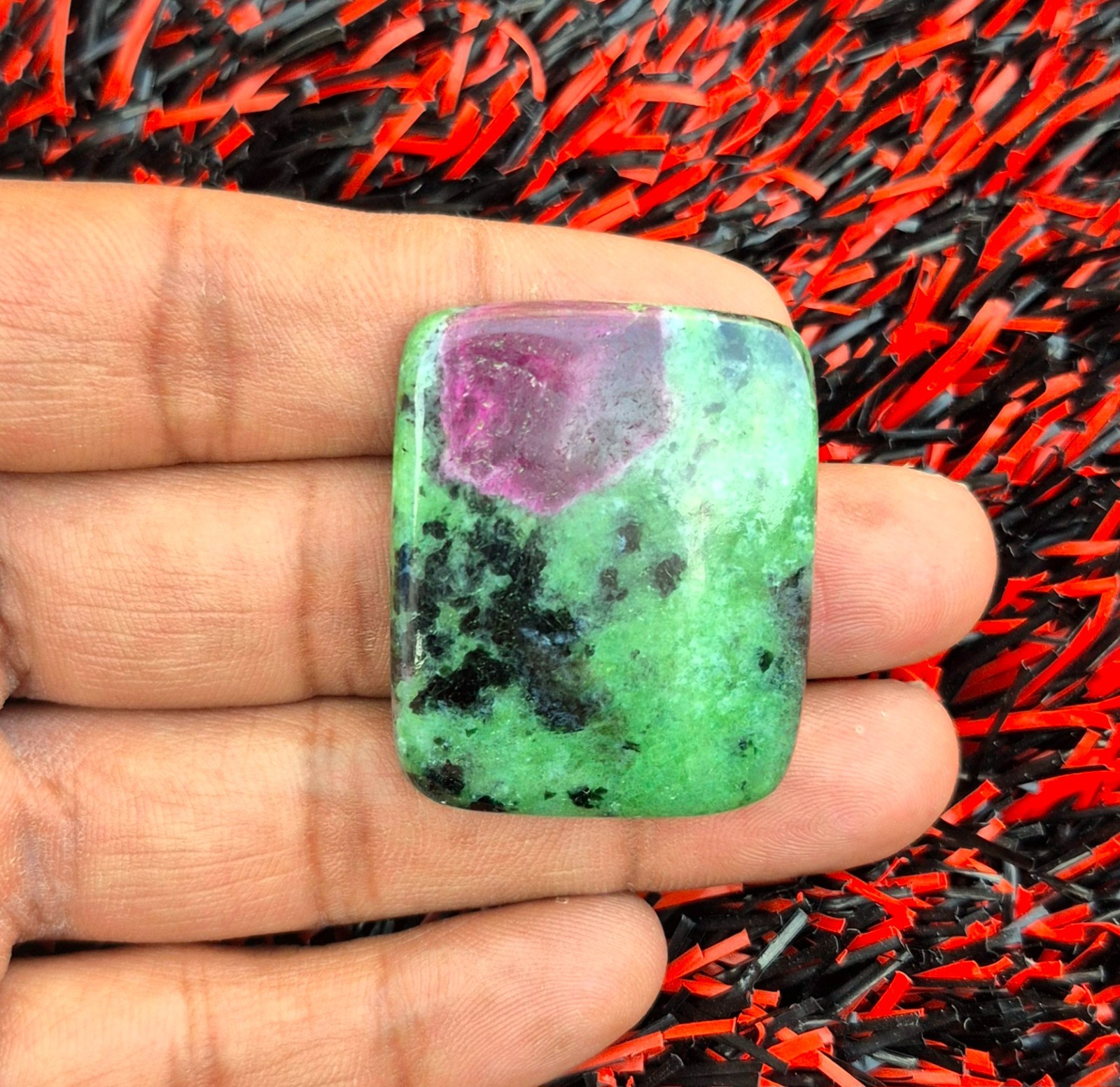 Natural Green Ruby Zoisite Cabochon Cushion Shape Ruby Zoisite Loose Gemstone