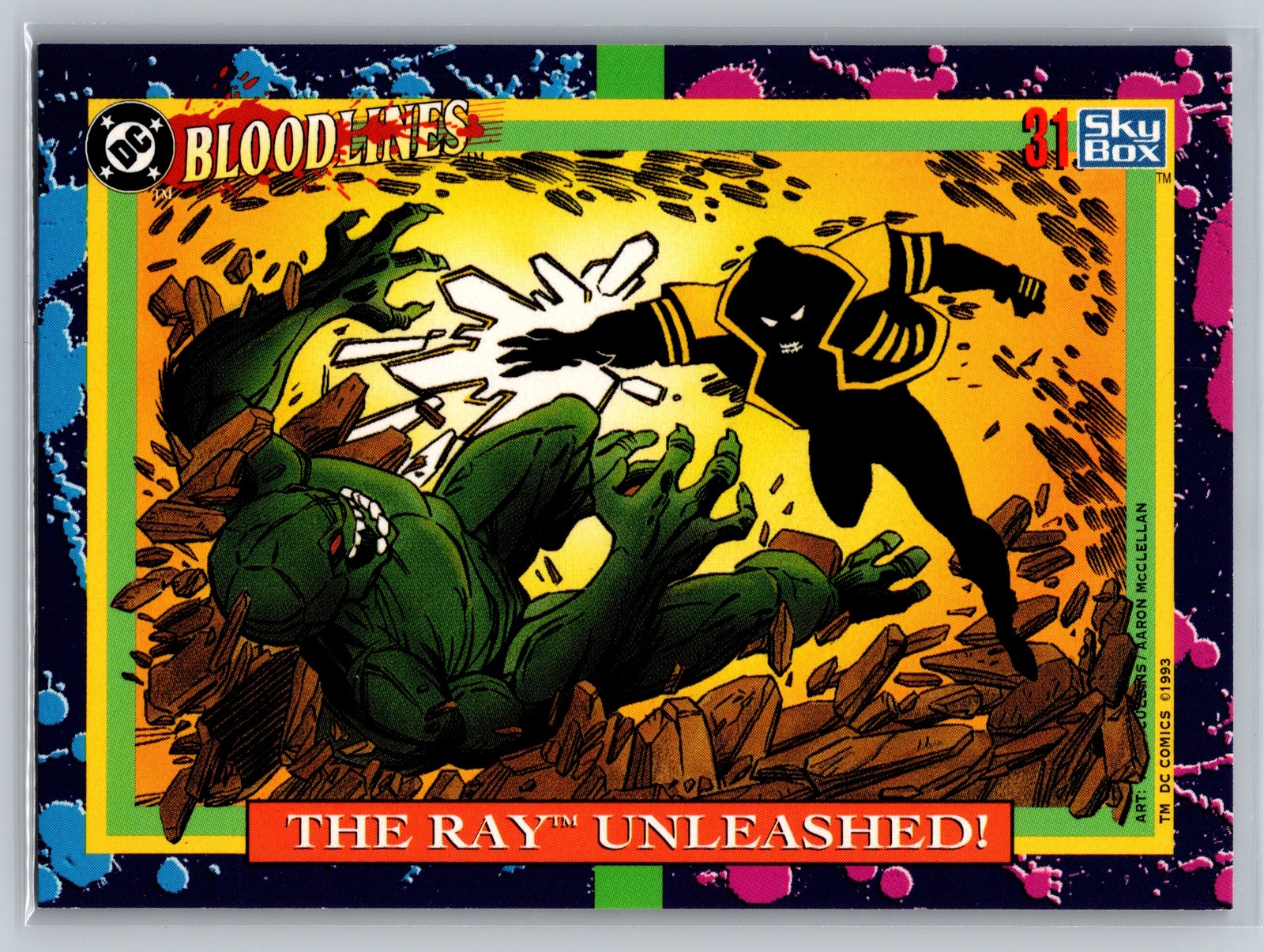 1993 SkyBox DC Bloodlines #31 The Ray Unleashed Energy Blast Action Card