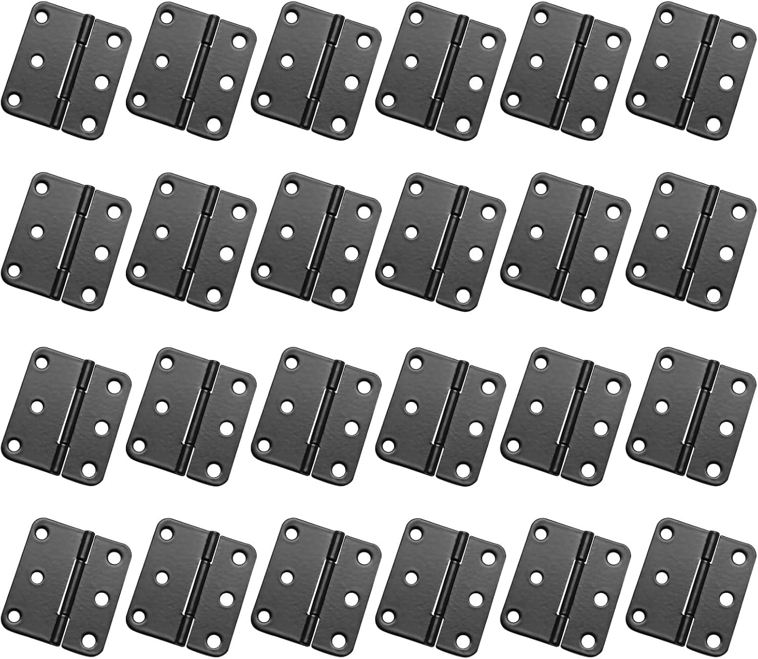 24Pcs 1-1/2 Inch Length Black Metal Butt Hinges,Flat Small Door Hinge Asymmetric