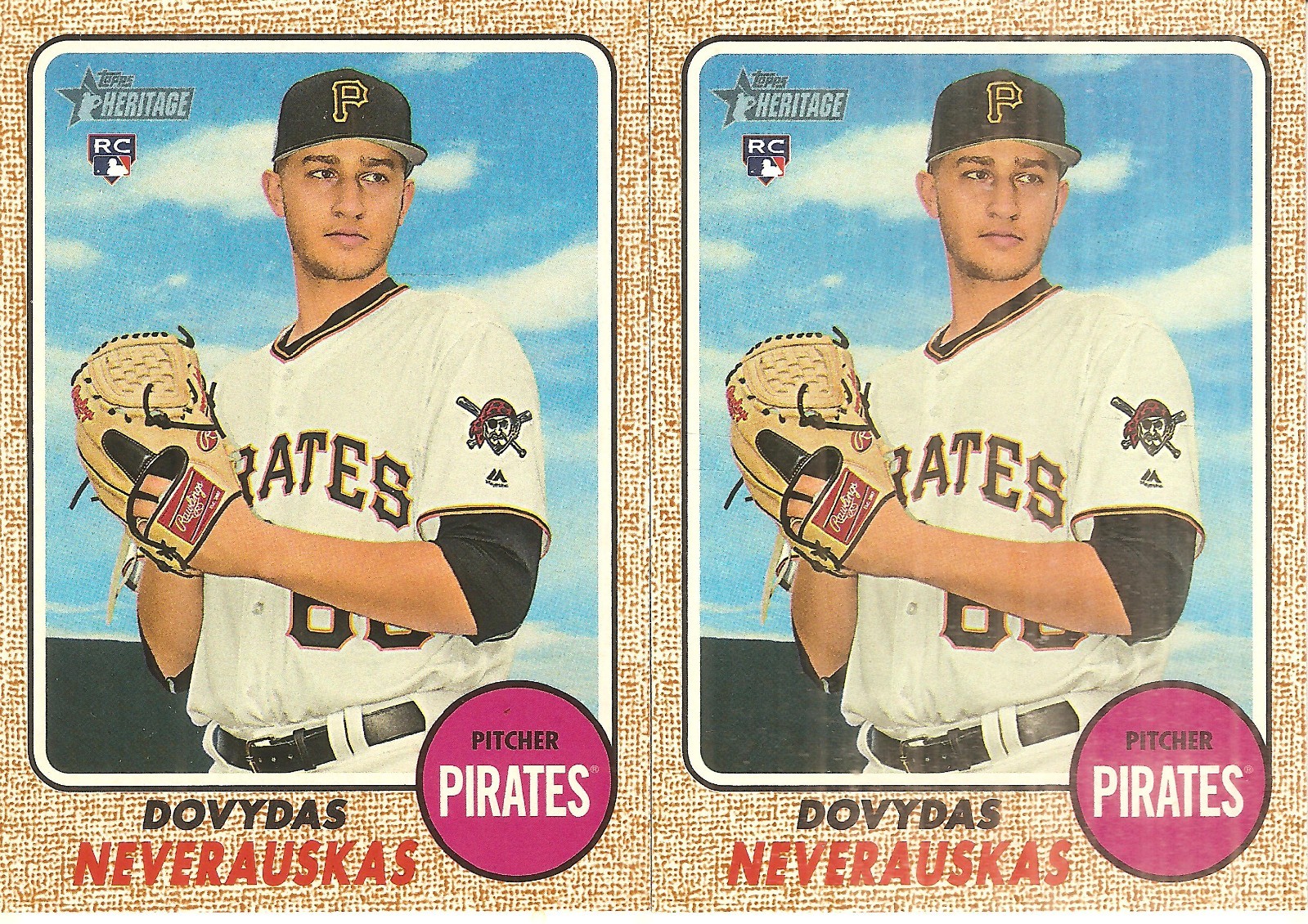 2 CARD 2017 TOPPS HERITAGE DOVYDAS NEVERAUSKAS BASEBALL CARD LOT