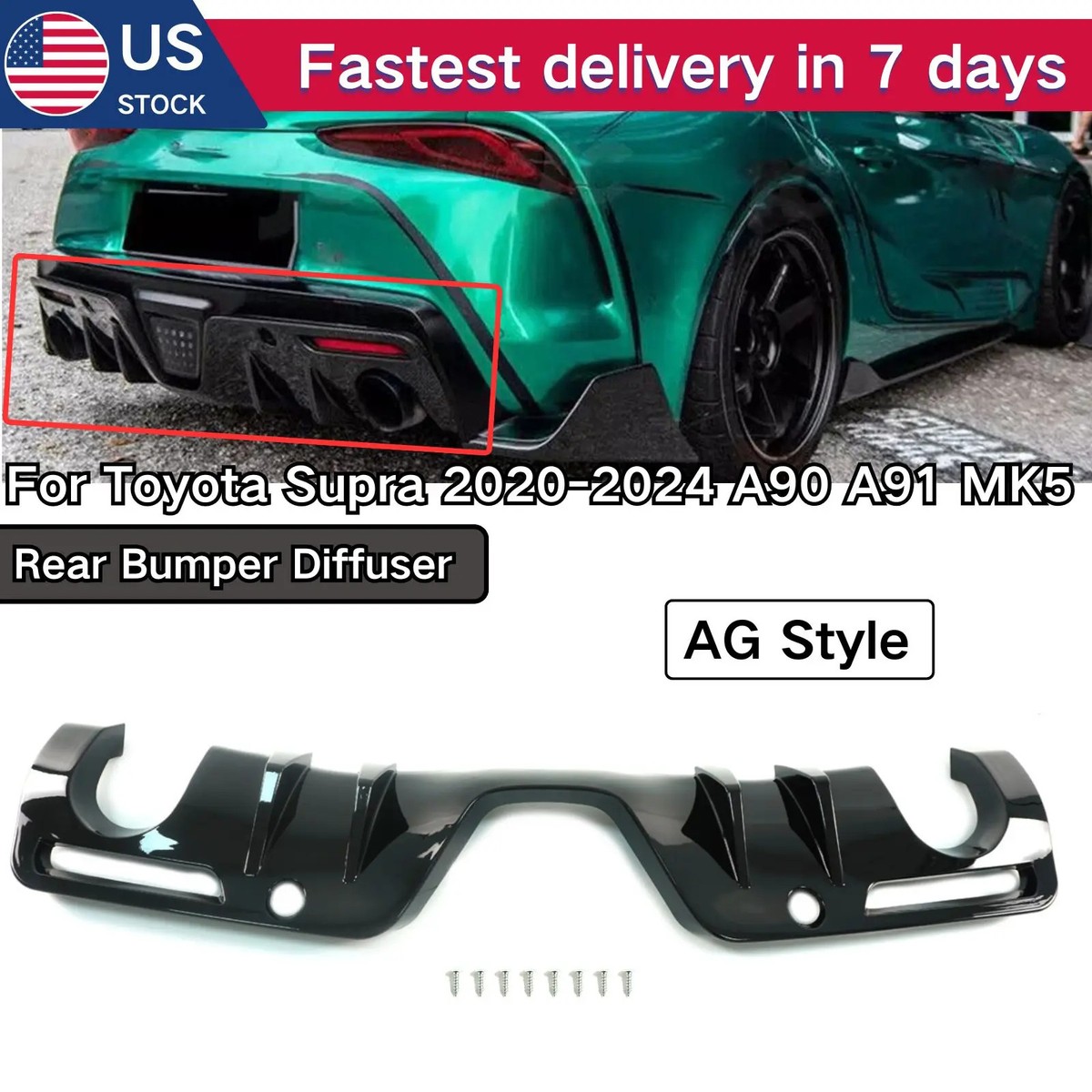 For Toyota Supra 2020-2024 All Models A90 A91 MK5 Rear Bumper Diffuser Add-On 