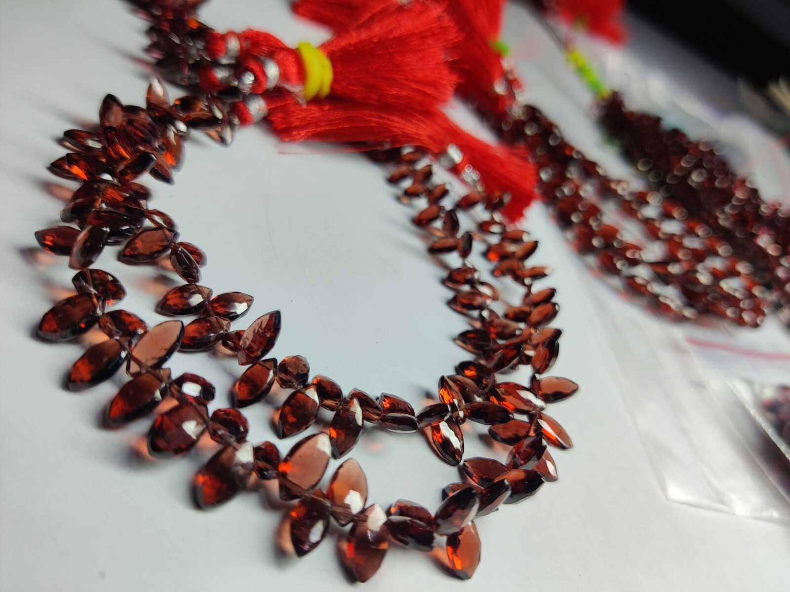 AAA+  Garnet Marquise Faceted 4.5X9 Mm Gemstone Beads 6" Strand