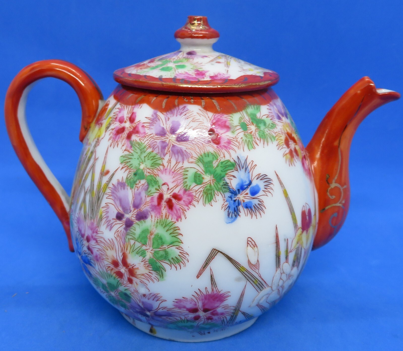 Japanese Kutani vintage Victorian Meiji Period oriental antique small teapot A