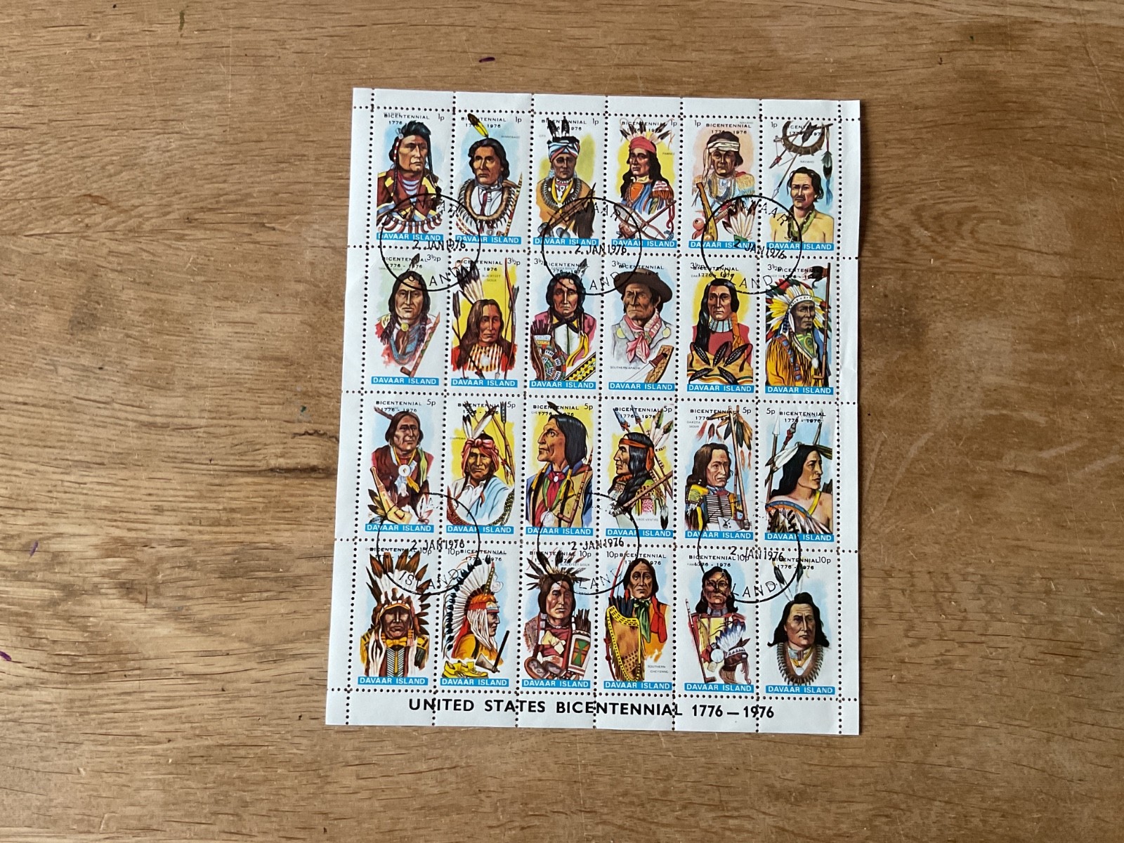 United States Native Indians cancelled stamps sheet  B3404