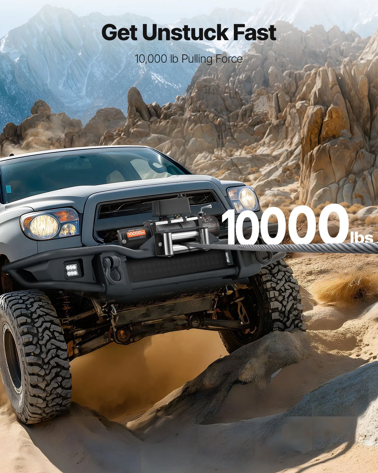 Electric Winch, 10000 lbs Load Capacity, 12V DC Truck Winch with ?¦21/64