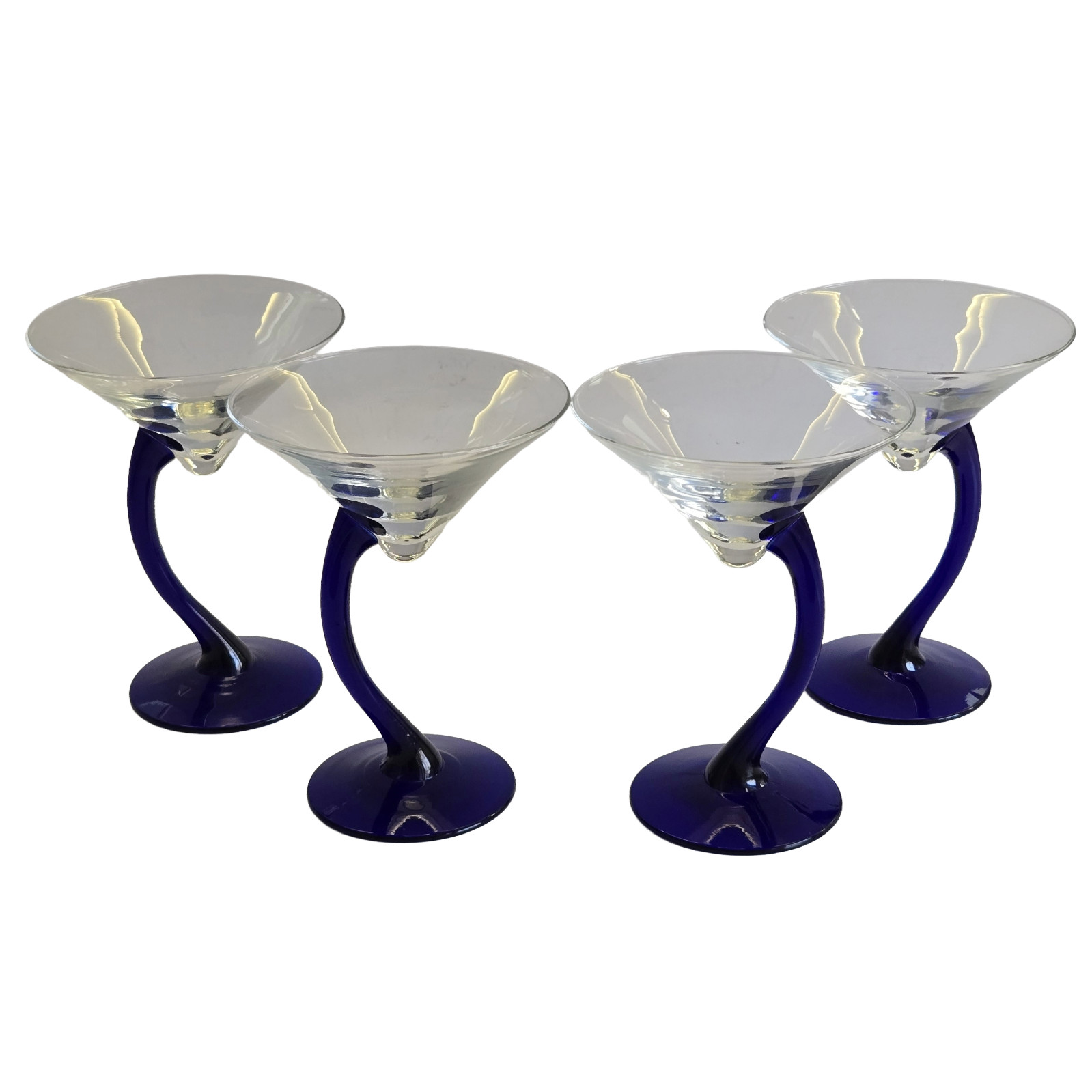 4 Libbey Bravura Cobalt Martini Glasses