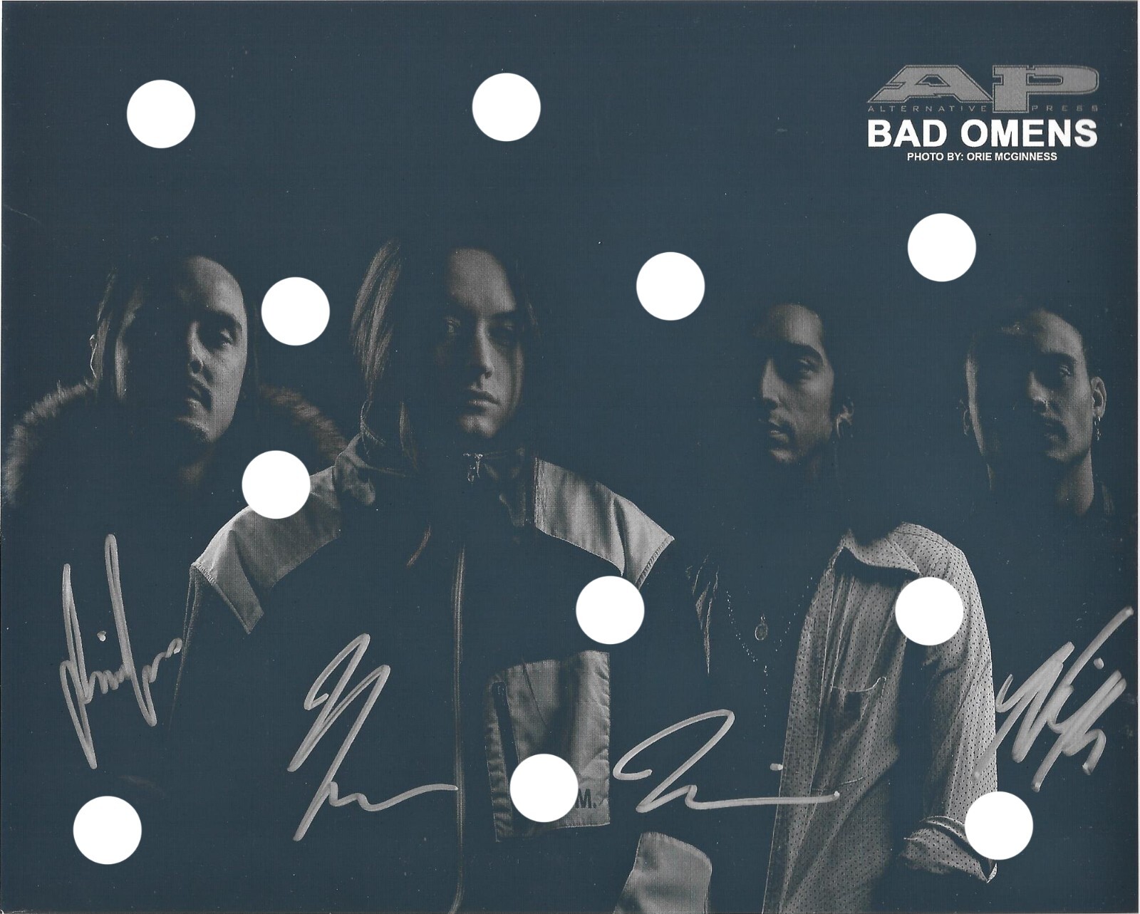 BAD OMENS SIGNED PREPRINT THE DEATH OF PEACE OF MIND CD PROMO PHOTO AP MAGAZINE