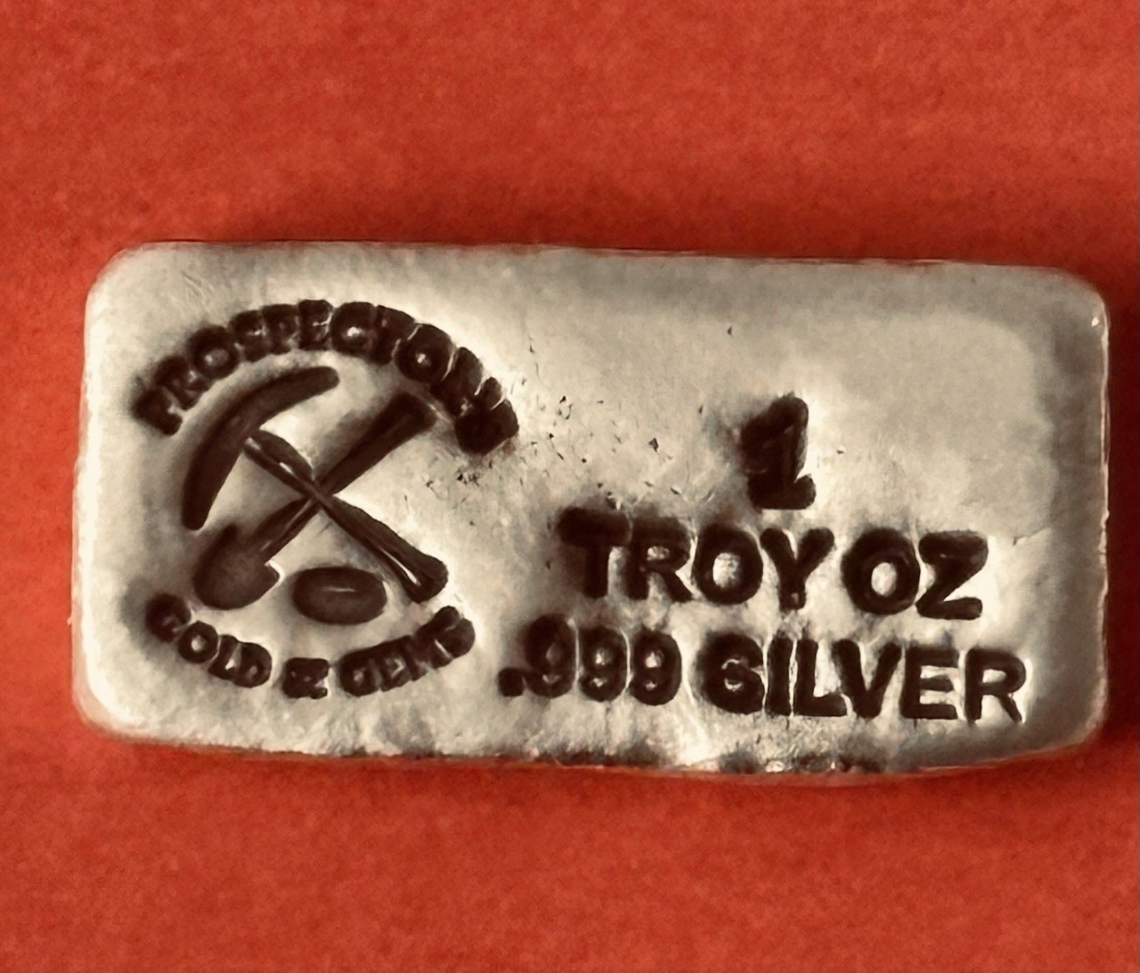 Prospector's Gold & Gems Poured1 Troy oz  .999   Fine Silver Ingot Bar - PG&G 