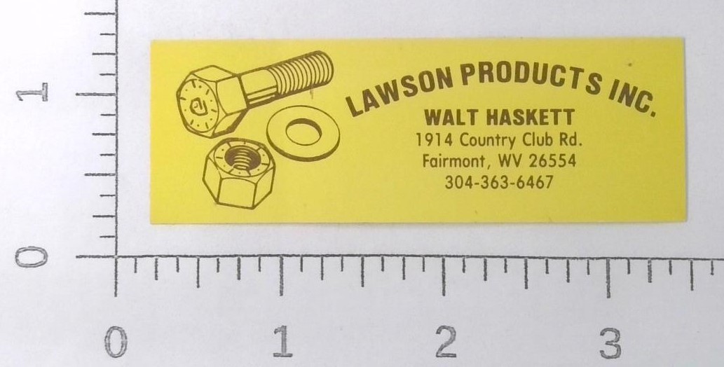 Vintage Lawson Products Inc Fairmont West Virginia Coal Mining Sticker Decal
