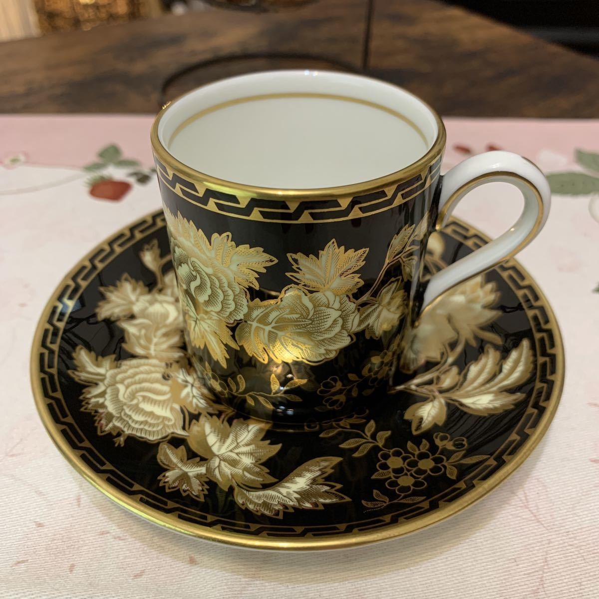 Unused Wedgwood Black Tonkin Demitasse Cup & Saucer