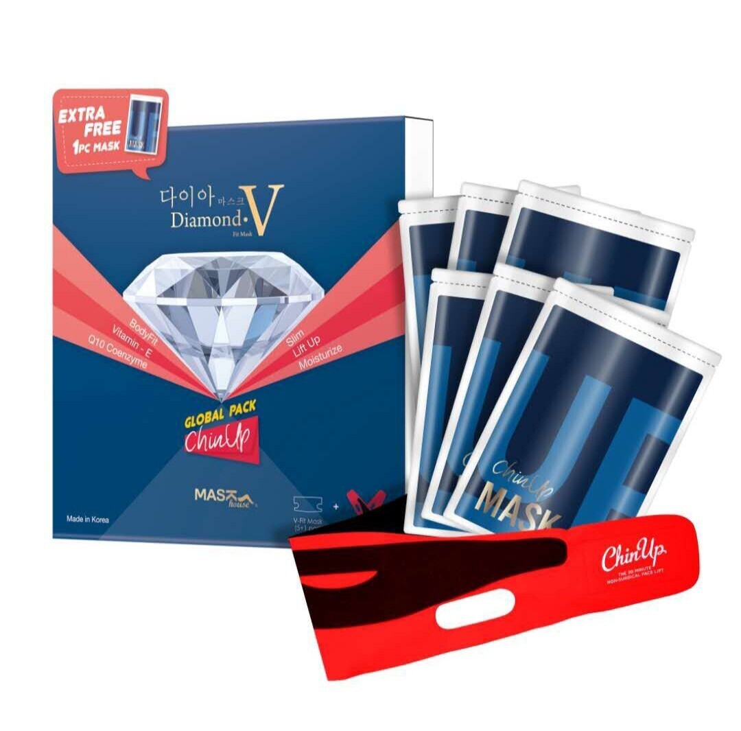 3 x  Mask House Slim Lifting Face Chin Cheek Diamond Band (5pcs Mask) Exp 06/26