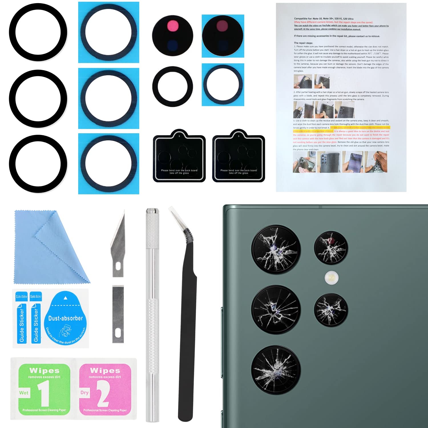 2PCS ASDAWN for Galaxy S22 Ultra Back Rear Camera Lens Glass 