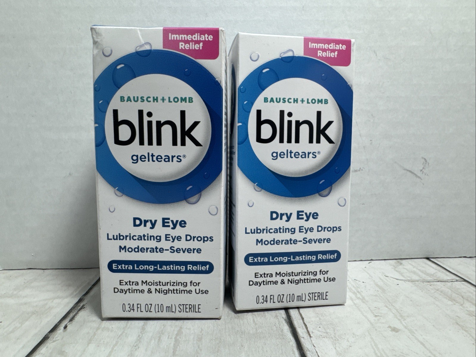Bausch + Lomb Blink GelTears Lubricating Eye Drops for Dry Eye 0.34oz/10ml 2 Box