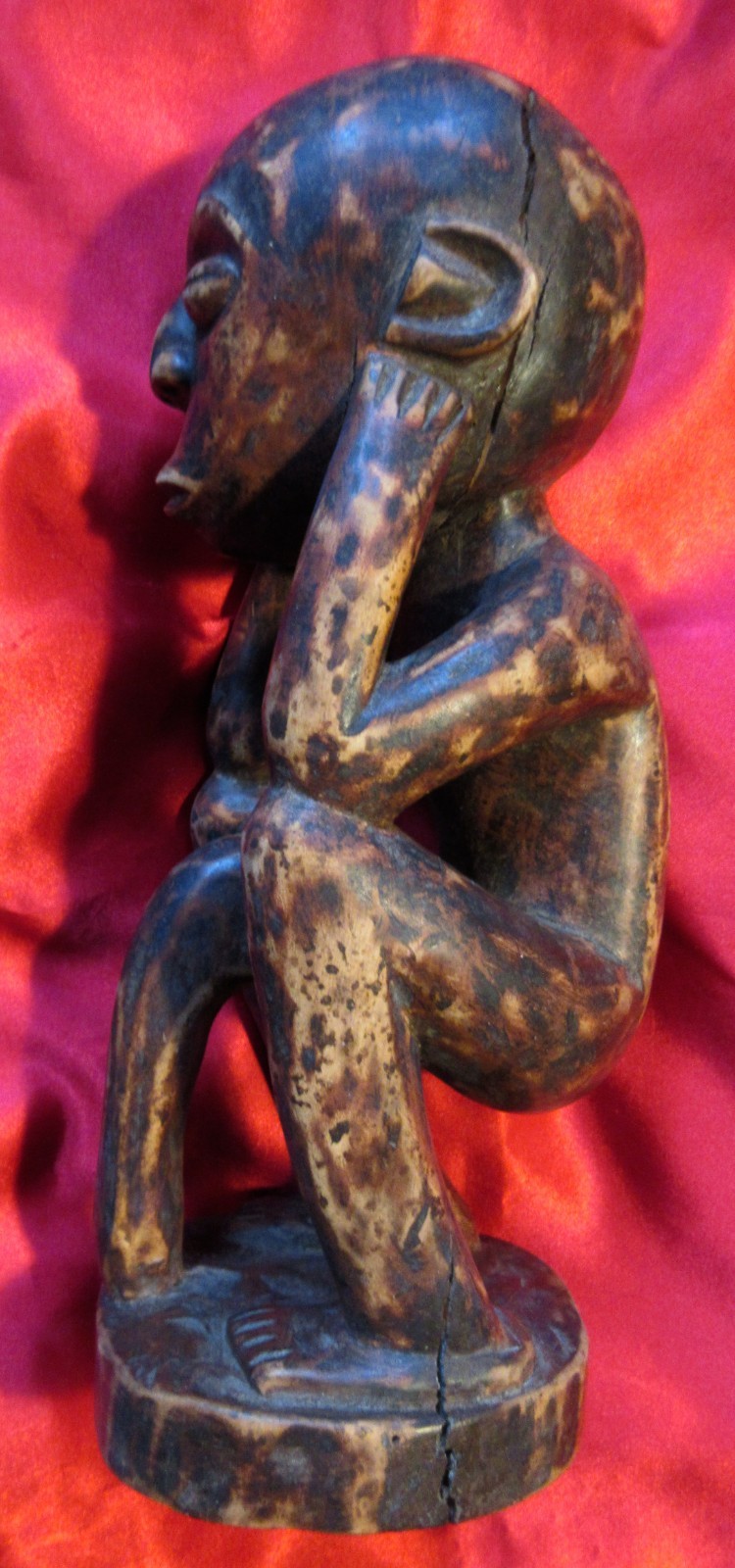 Antique African Congo Statue Luba Hemba Tribe Carved Wood 12" X 4.5" X 4.5"