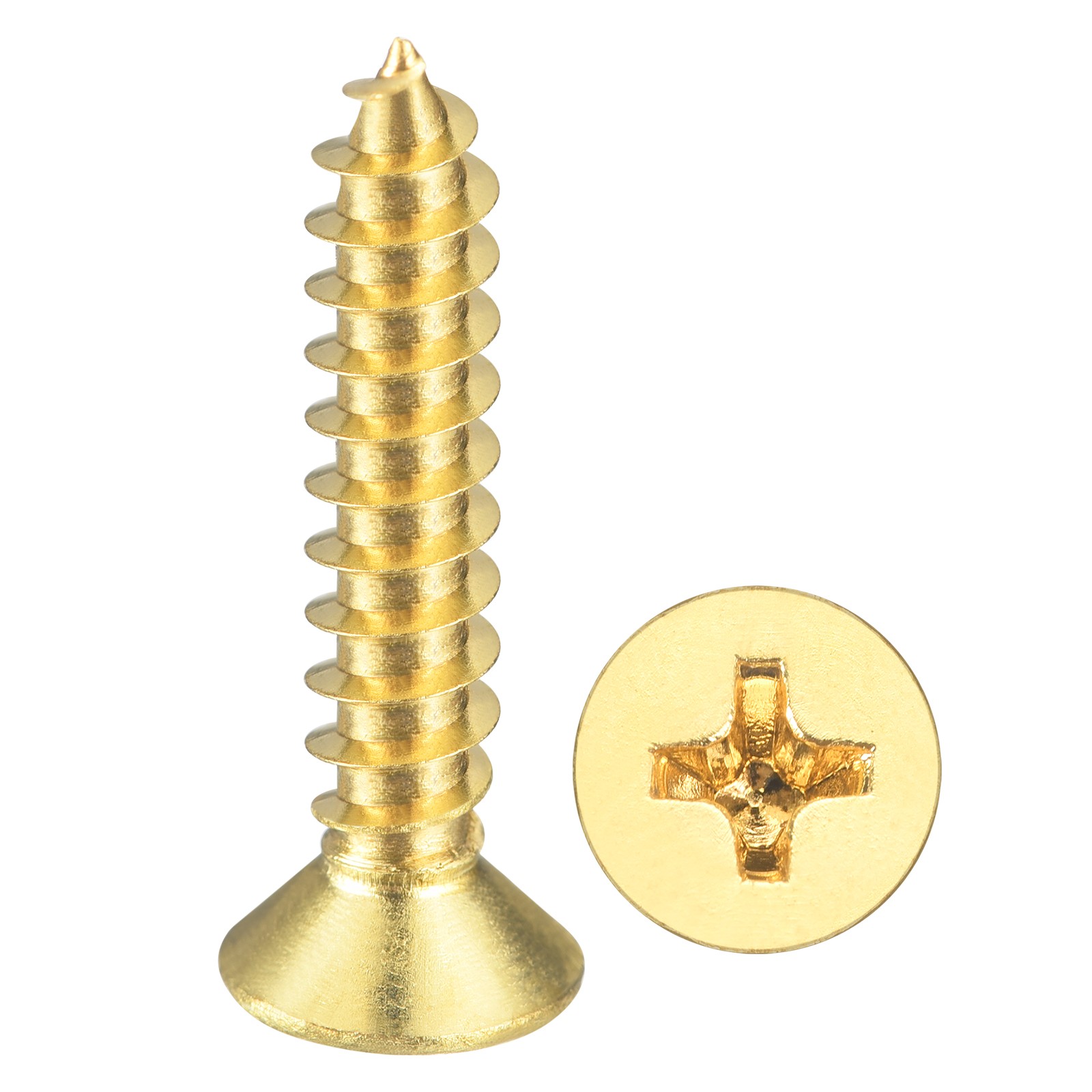 Cross Recessed Wood Screw (#4x5/8") 100Pcs, Brass