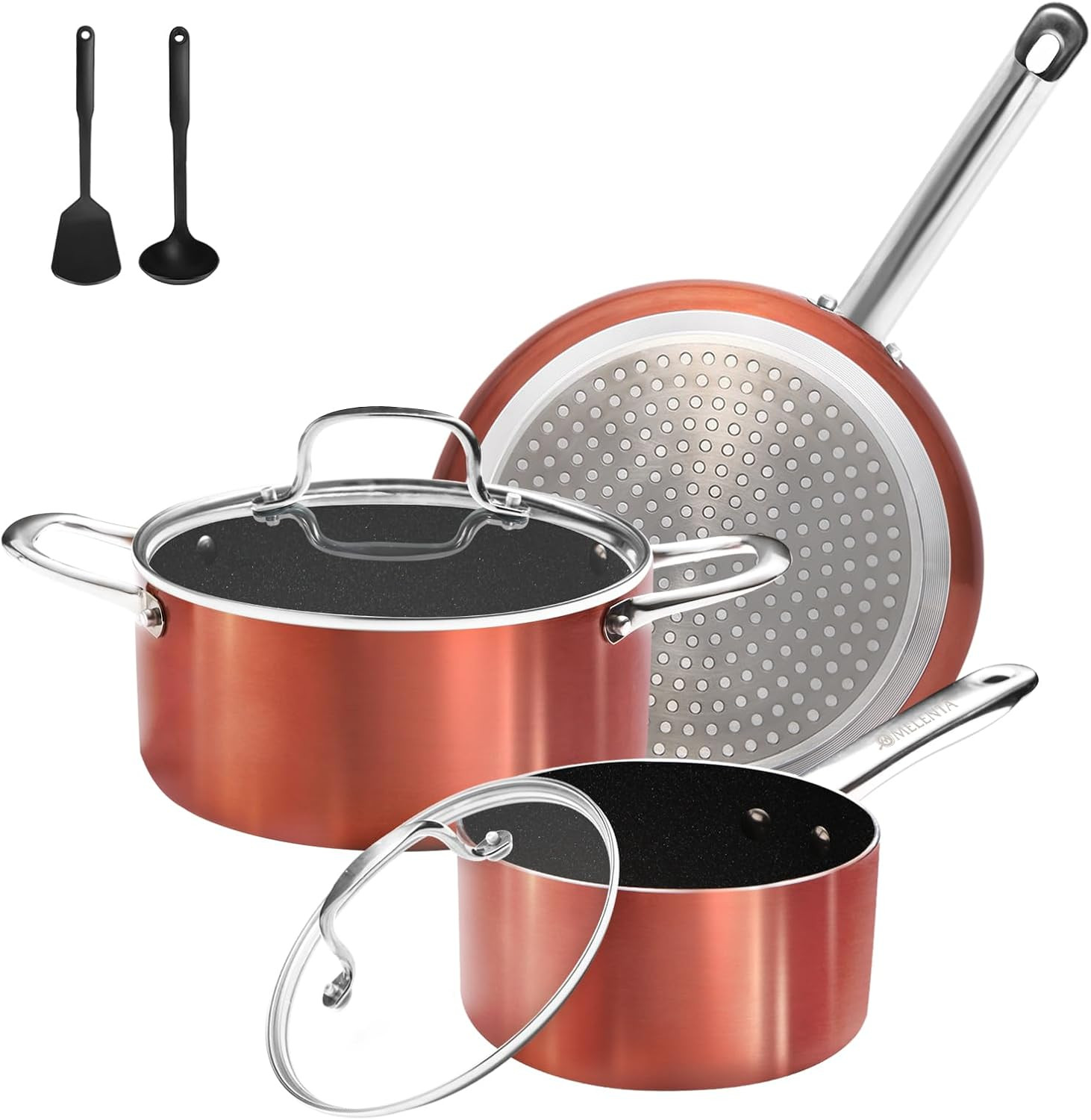 Pots and Pans Set Non Stick, 7 Piece Ceramic Cookware Set, Non Toxic Kitchen Ind