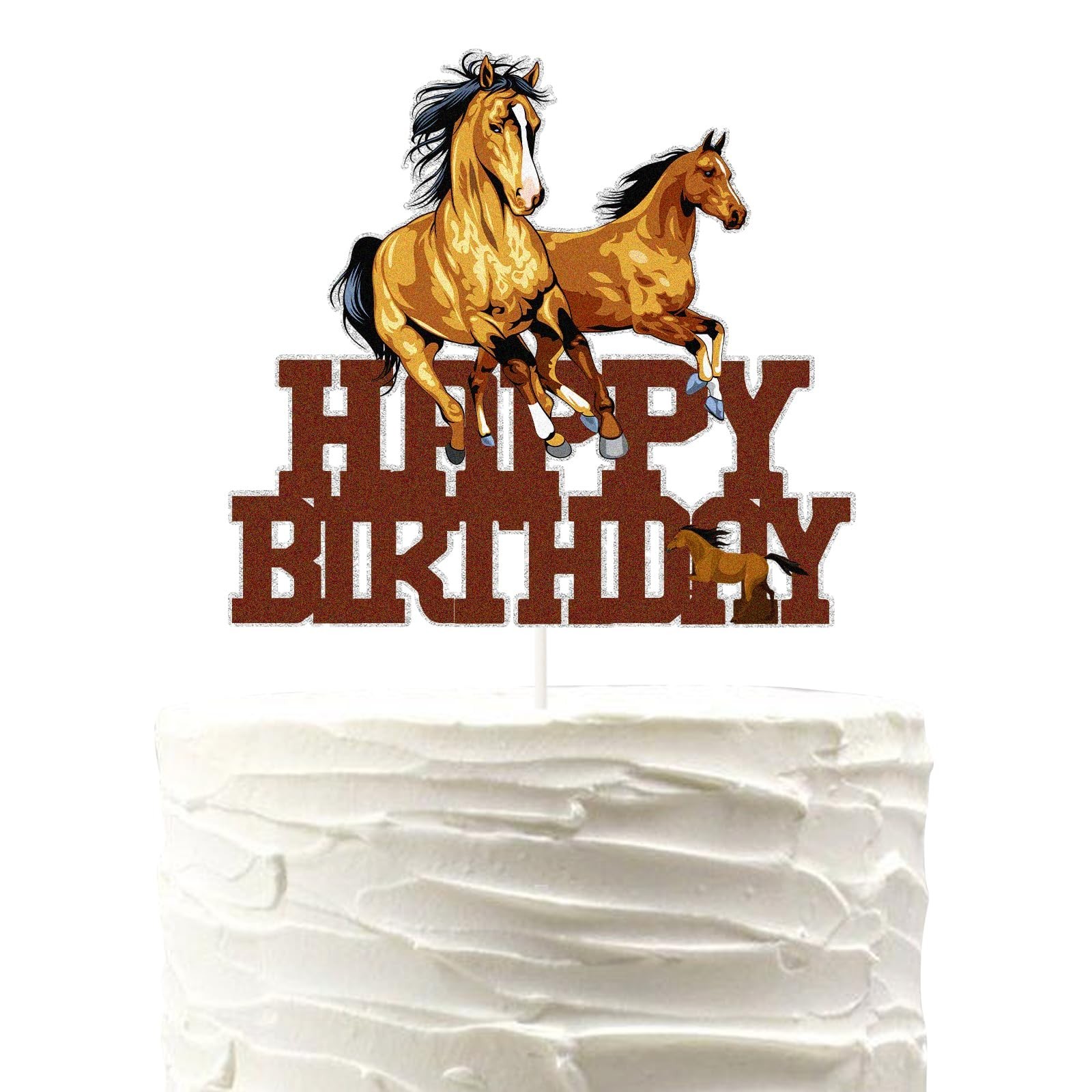 Horse Happy Birthday Cake Topper,Horse Racing Theme Birthday Party Decoration...