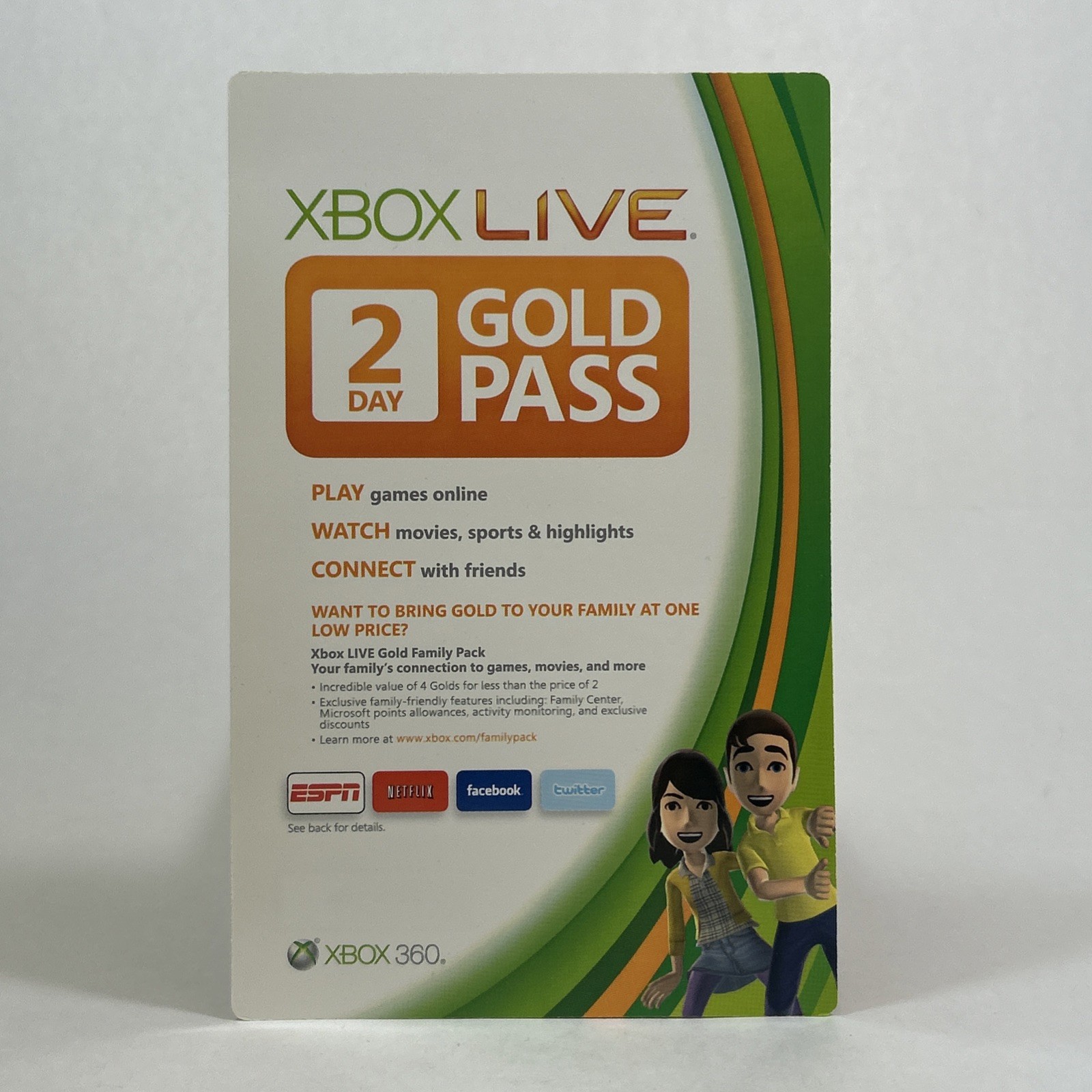 *NEW* Microsoft Xbox Live 2-Day GOLD Membership Card 48 Hour Free Trial Card