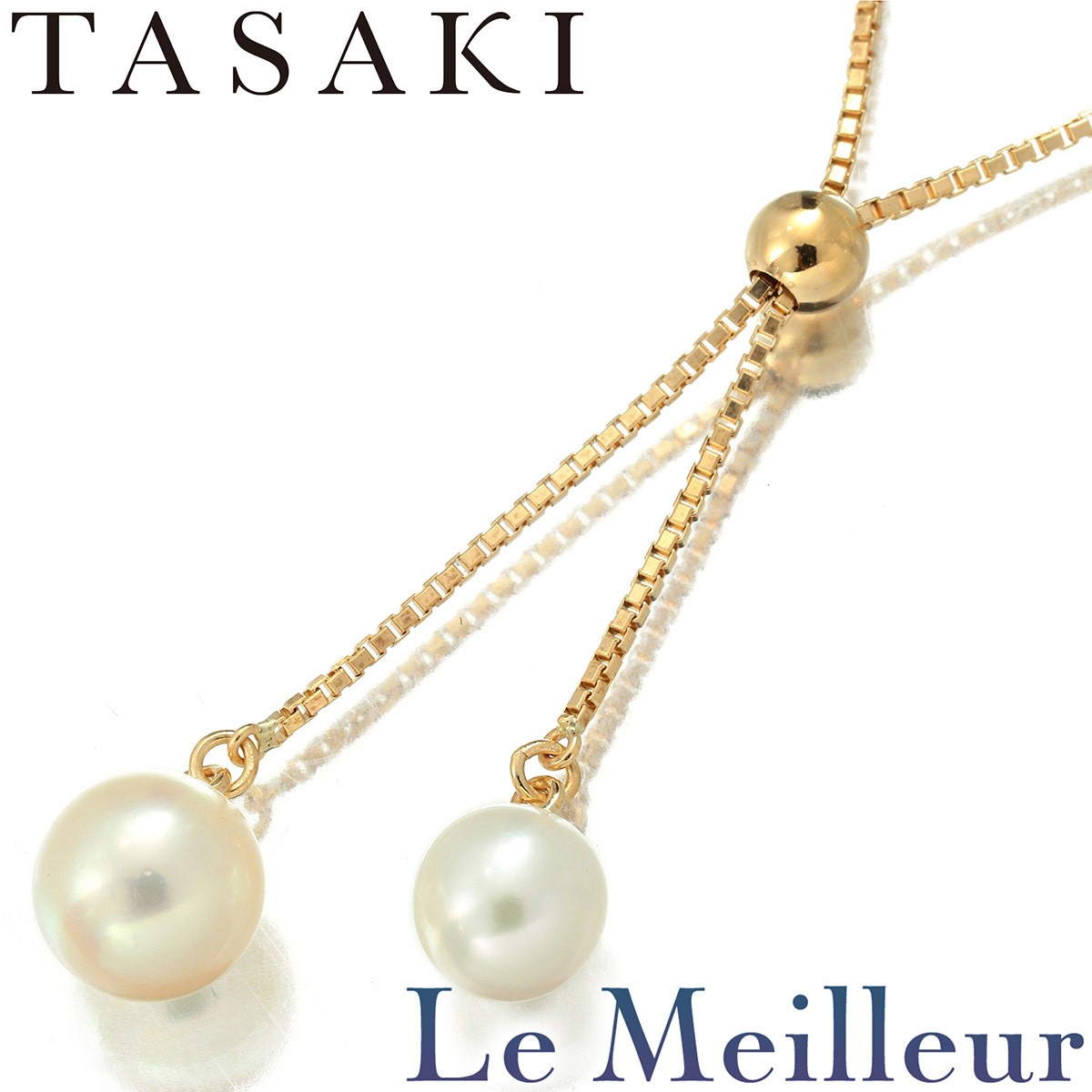 TASAKI Pearl Y shaped Necklace Akoya Pearl 6.1mm Akoya Pearl 7.3mm Yellow Gold K