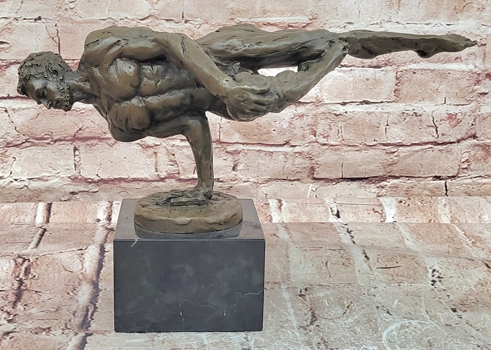Signed Cesaro Abstract Nude Male Gymnast Handstand Bronze Sculpture Hot Cast