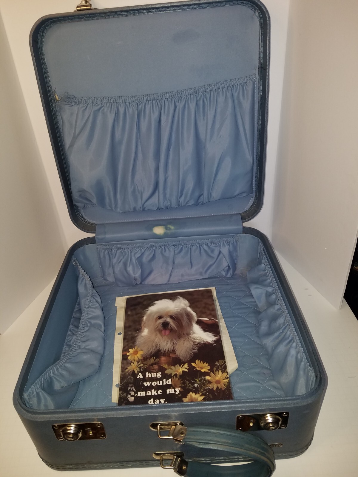 Very Rare Vintage 1960s Luggage, Monarch Blue Hard Side Suitcase  16”X 16”X 6”