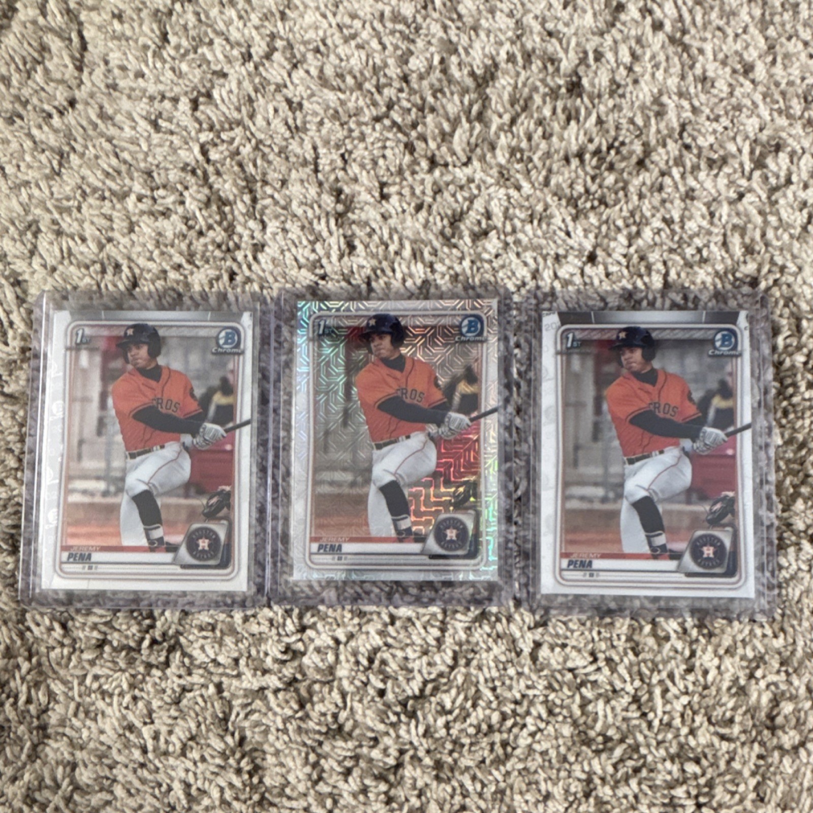 Bowman Pena Houston Astros 2022 Bowman Chrome Rookie 3 Cards Lot Mojo Refractor