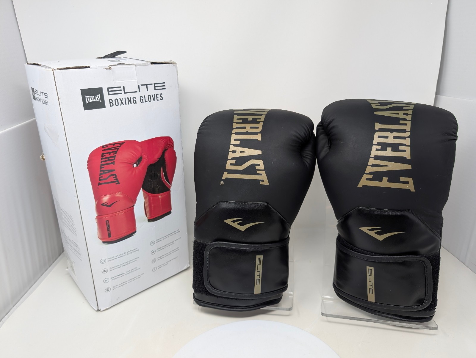 Everlast Elite Boxing Gloves 16 Ounces - Black - EUC