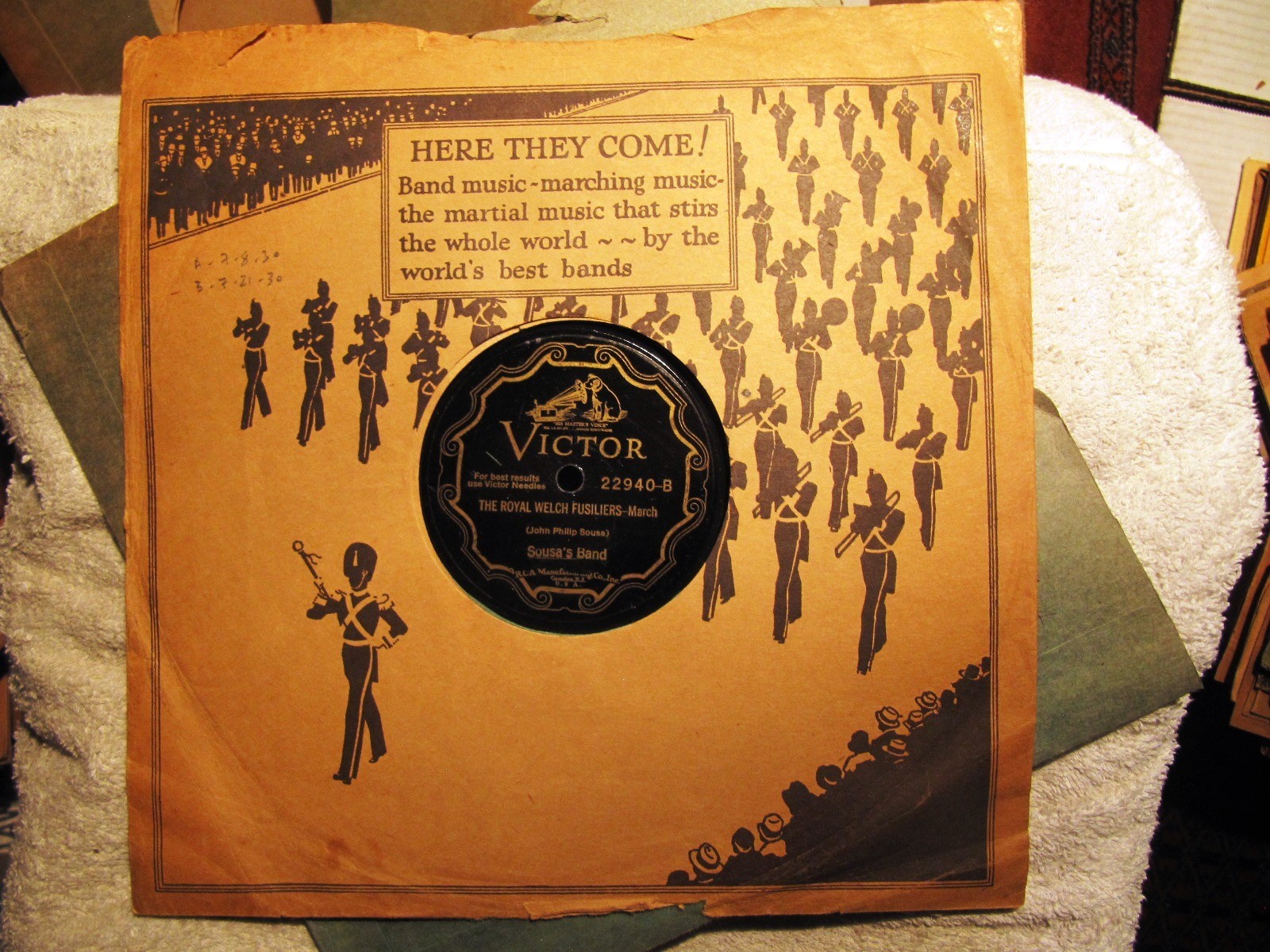 Last Rec' 1930 SOUSA's BAND Royal Welsh Fusiliers HANDS ACROSS THE SEA 22940