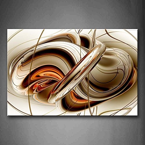  - Abstract Orange White Lines Wall Art Painting The Picture Print On Canvas 