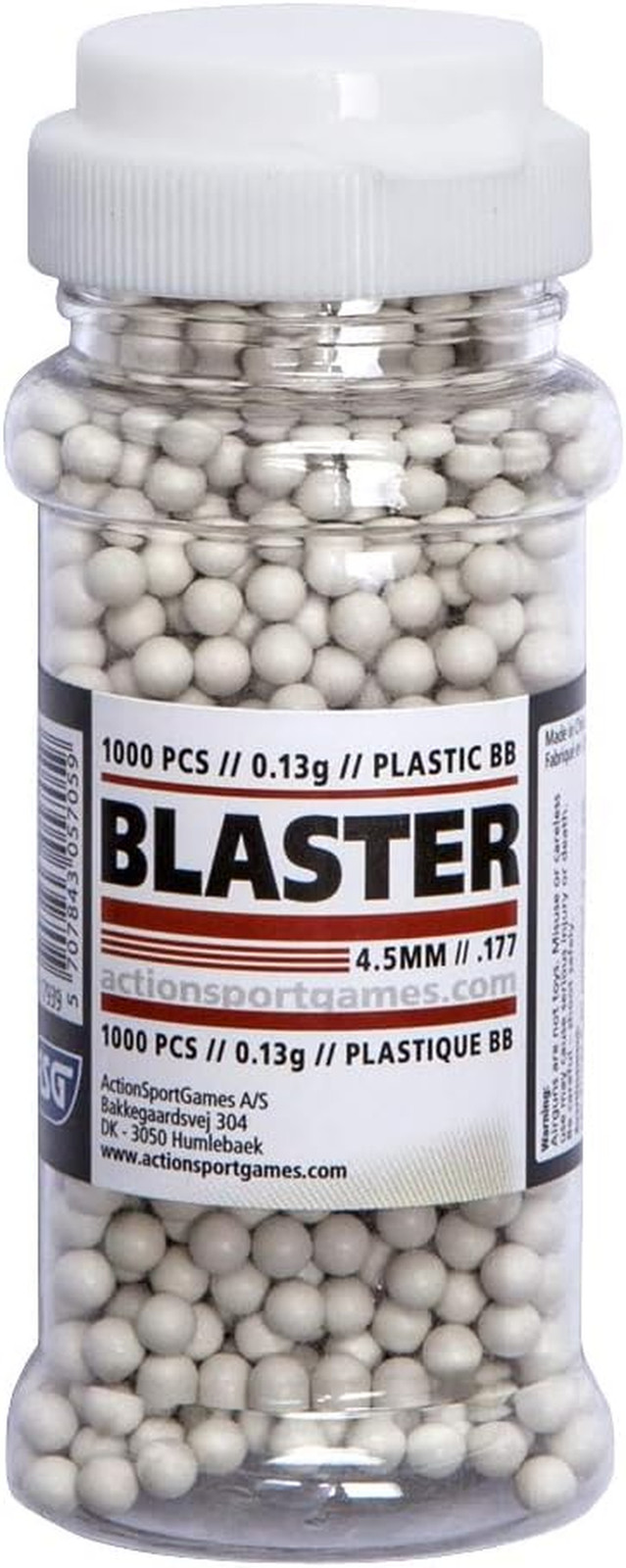 ASG Blaster Airgun Plastic BB, 4.5Mm, 0.13G - 1000 Pcs.