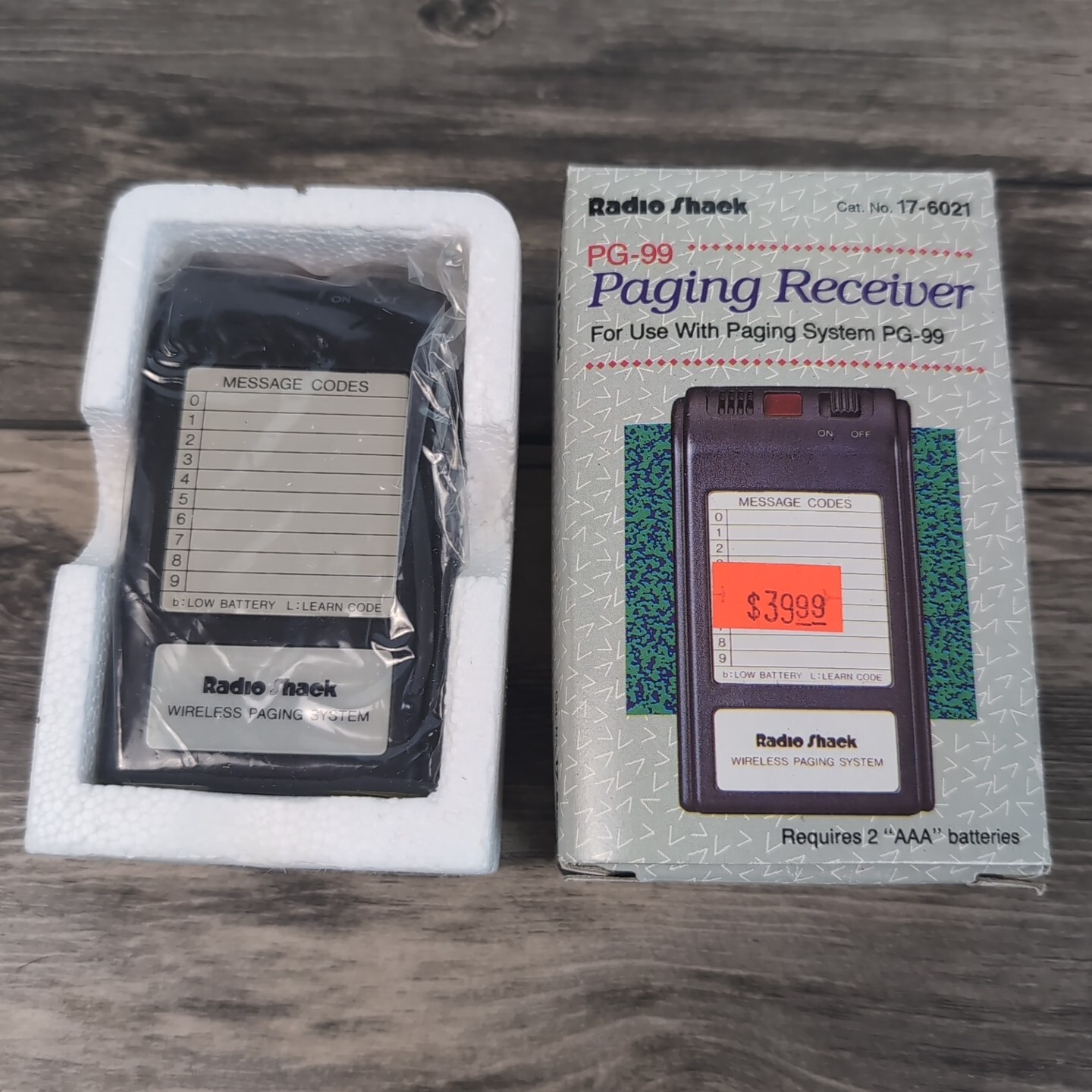 Vtg Radio Shack "Pager" Paging Reciver 17-6021 Wireless System PG-99 NOS