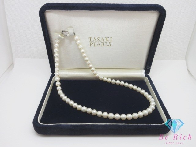 TASAKI K14 WG Pearl 6.5 6.8mm Bead  Necklace Pendant 14K 585 Used   ba3490