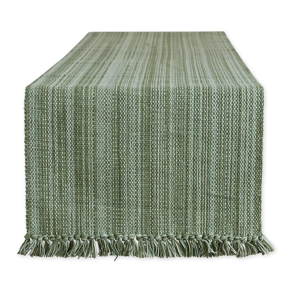 Artichoke Green 13X72 Table Runner With Fringe For Dining Room Decor