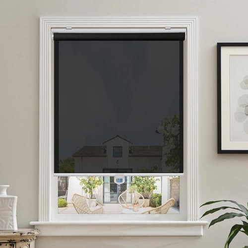  Cordless Roller Shades for Windows Light Filtering Shades 33"W x 72"H Black