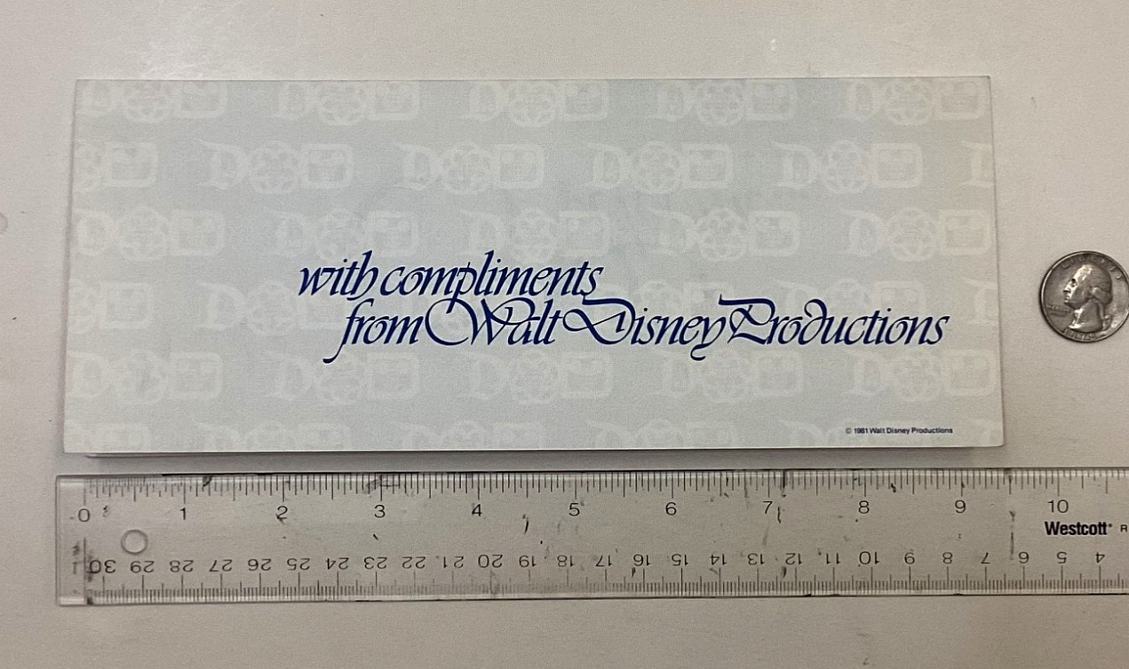 Disney cast exclusive 1981 MAIN GATE PASS including card Card Walker/ Ron Miller