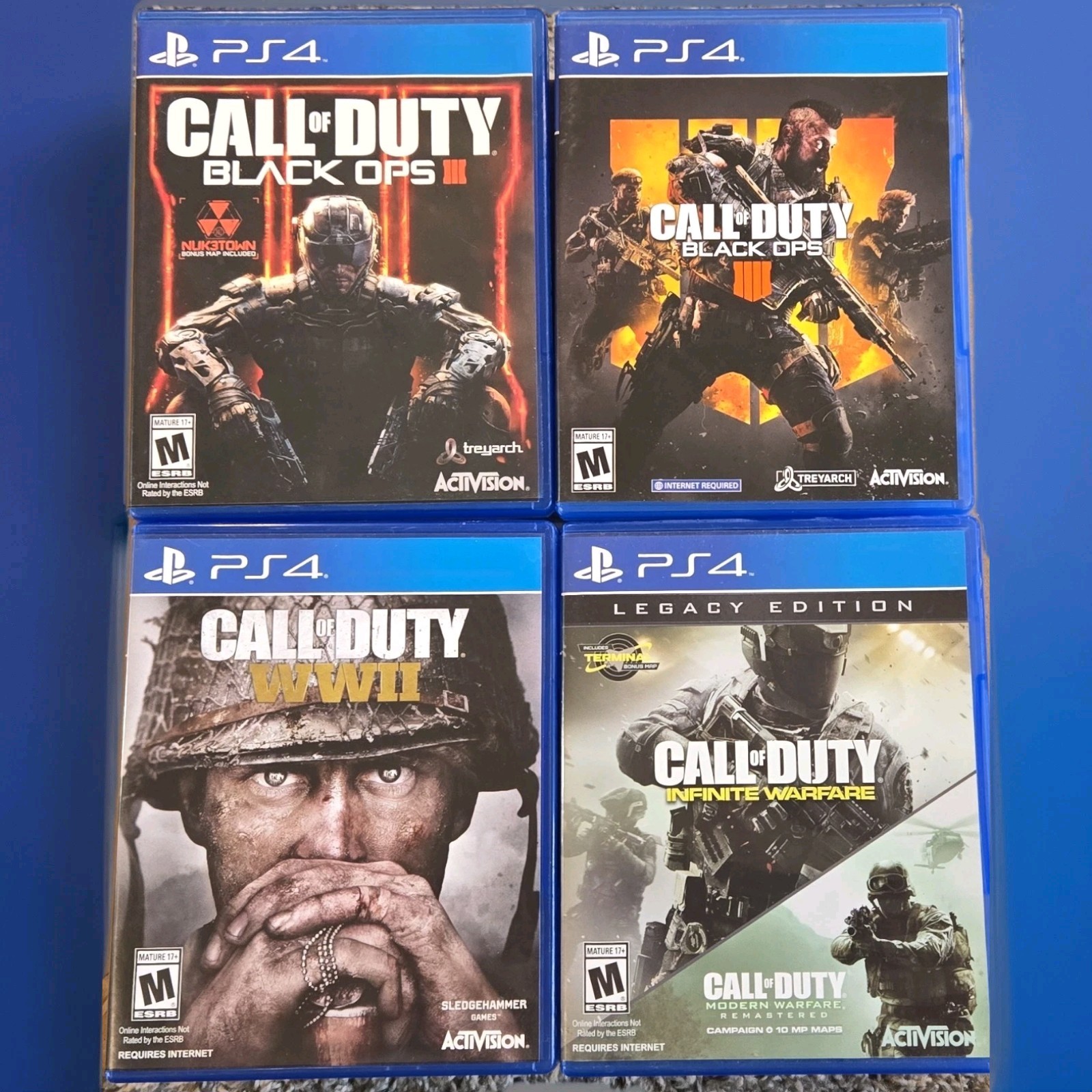 Activision Call of Duty WWII, Black Ops III, Infinite Warfare PS4 Game Lot