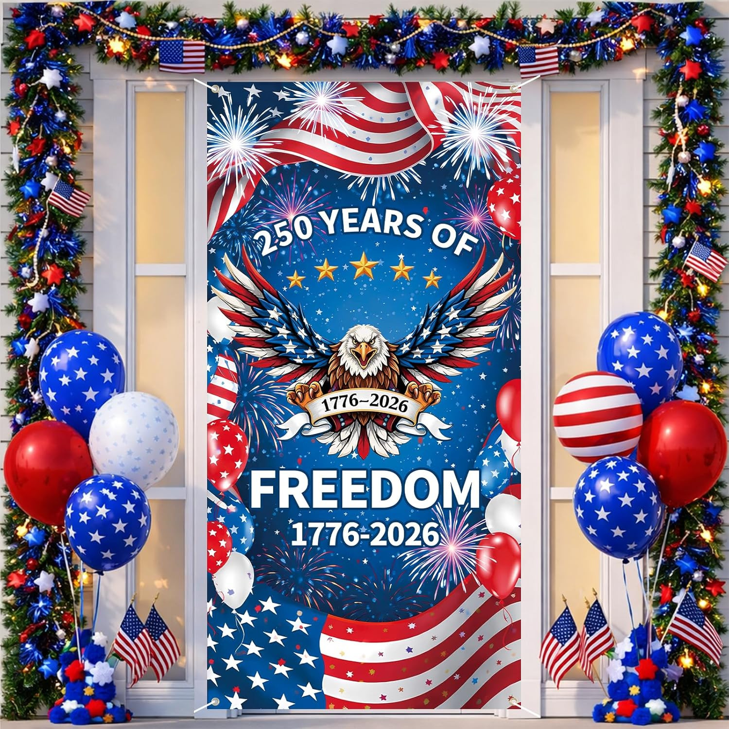250Th Anniversary Door Cover 6X2.9 Ft Banner 1776-2026 250Th Birthday America Ea