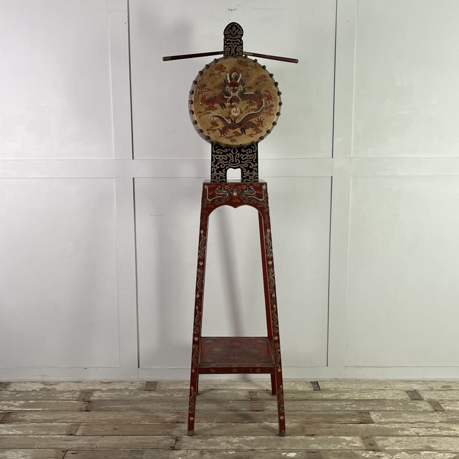1950's Chinese Tanggu Drum on Stand, Chinese Opera Drum