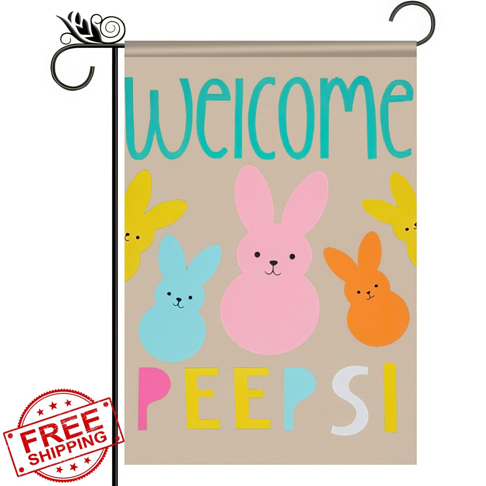 BlissYard Easter Garden Flag 12x18 Double Sided Bunny