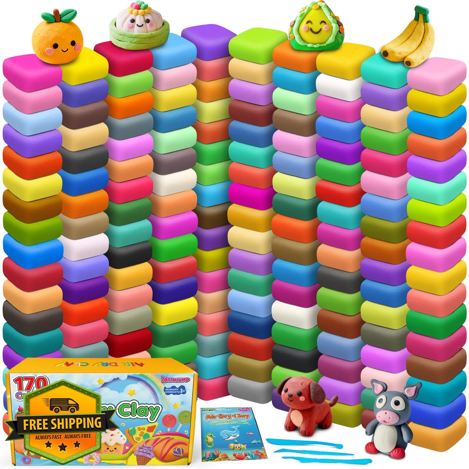 Air Dry Clay 170 Colors Modeling Clay Kids DIY Molding Toy Tools