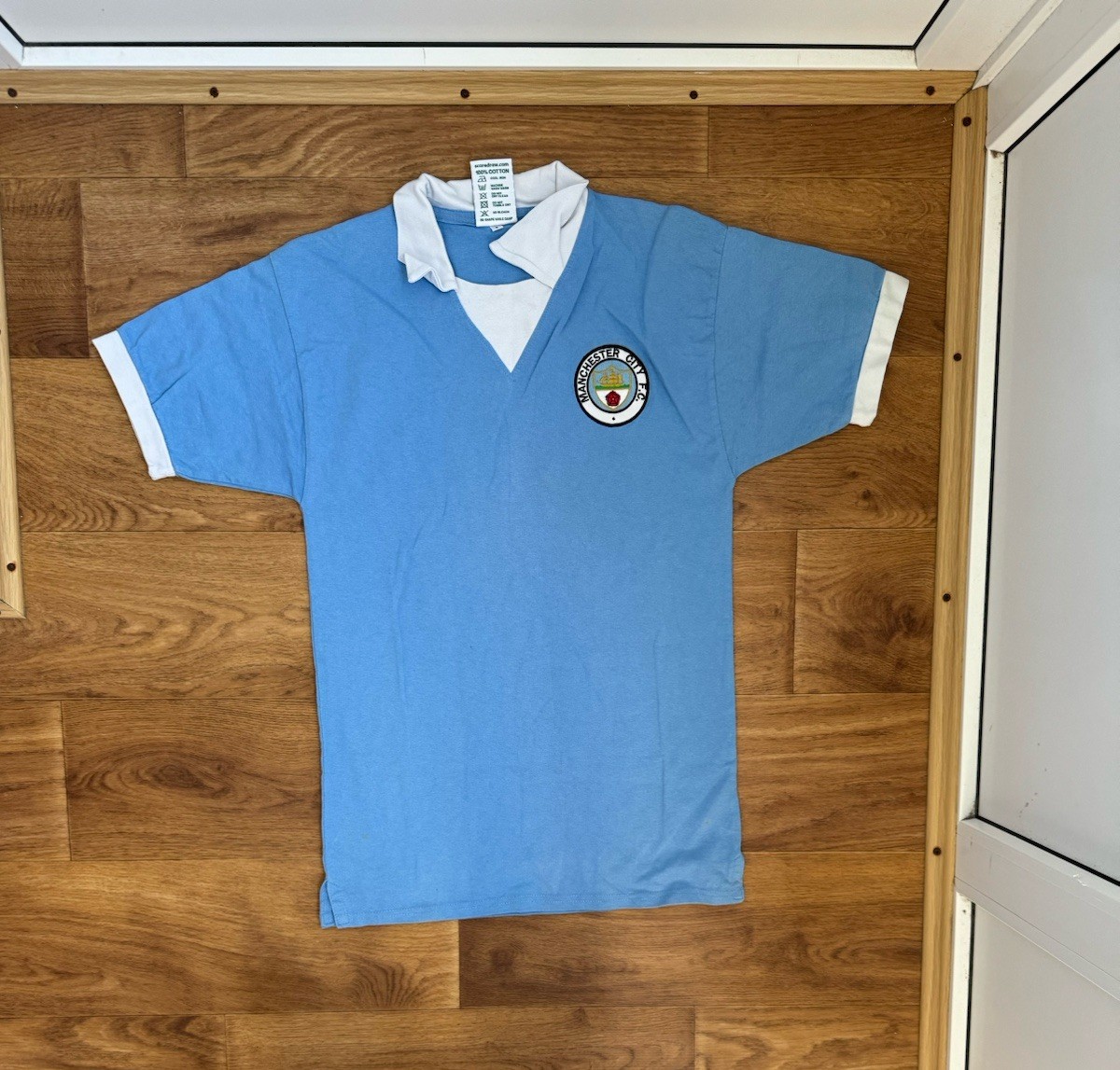 MANCHESTER CITY 1976  FOOTBALL SHIRT SOCCER JERSEY SCORE DRAW S BLOCK CORE