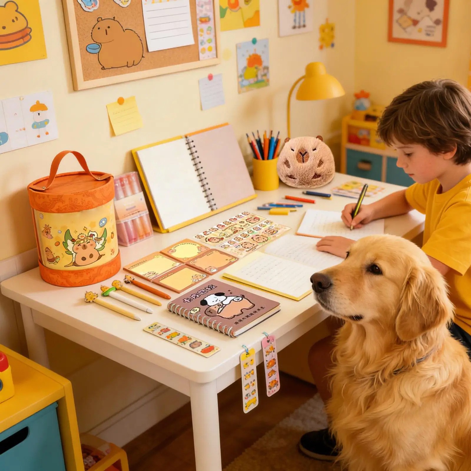 Study Pencil Bag Multi Compartment Stationery Supplies Set Cute Capybara