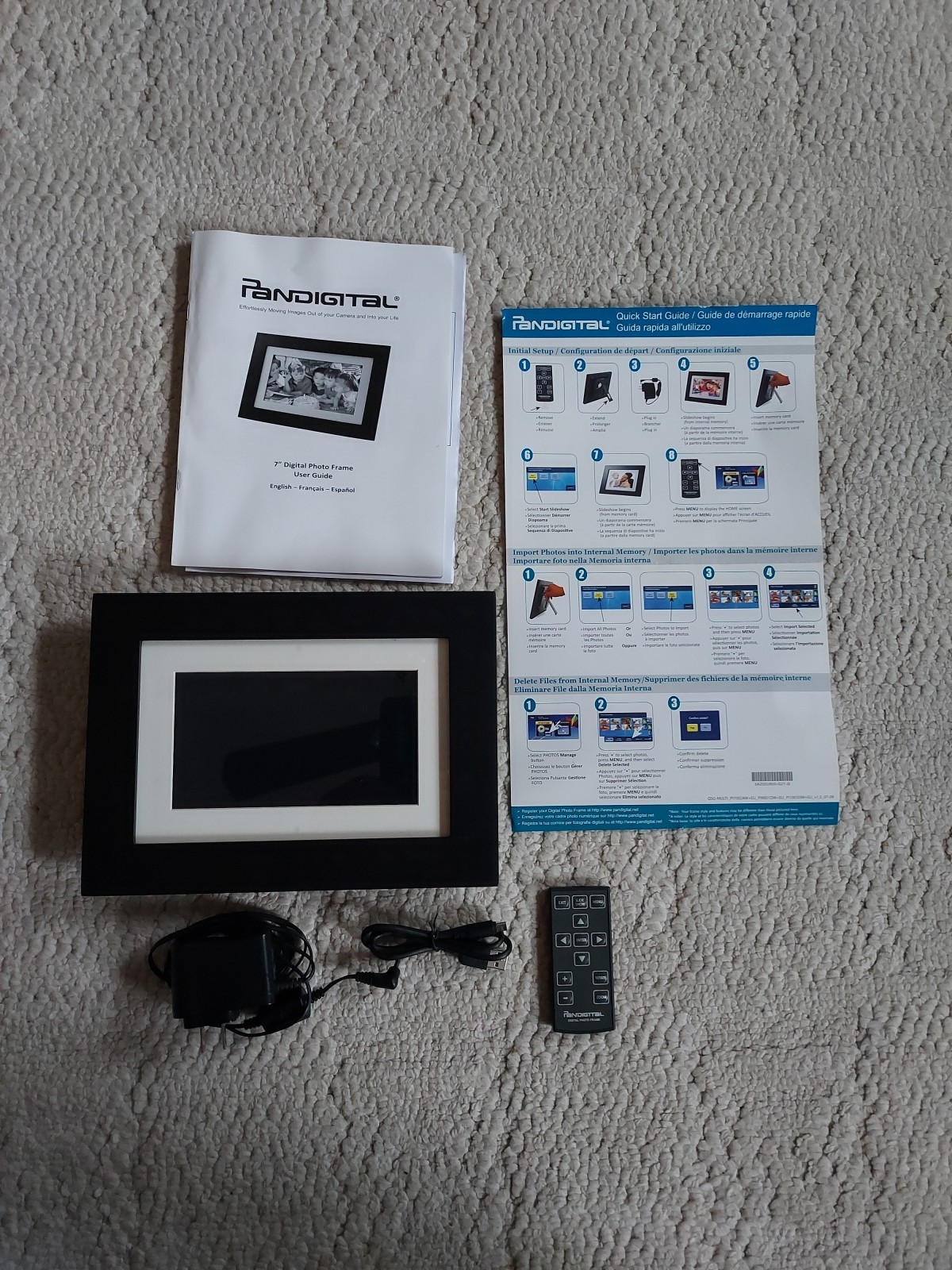 Digital Photo Frame 7 inch Pandigital - Used But Great Cond. New Remote & Batt.