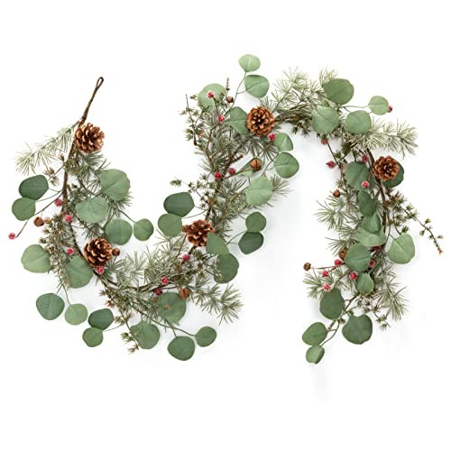  Artificial Christmas Garland, 5 Feet Pine Cone Eucalyptus 5FT Not Prelit